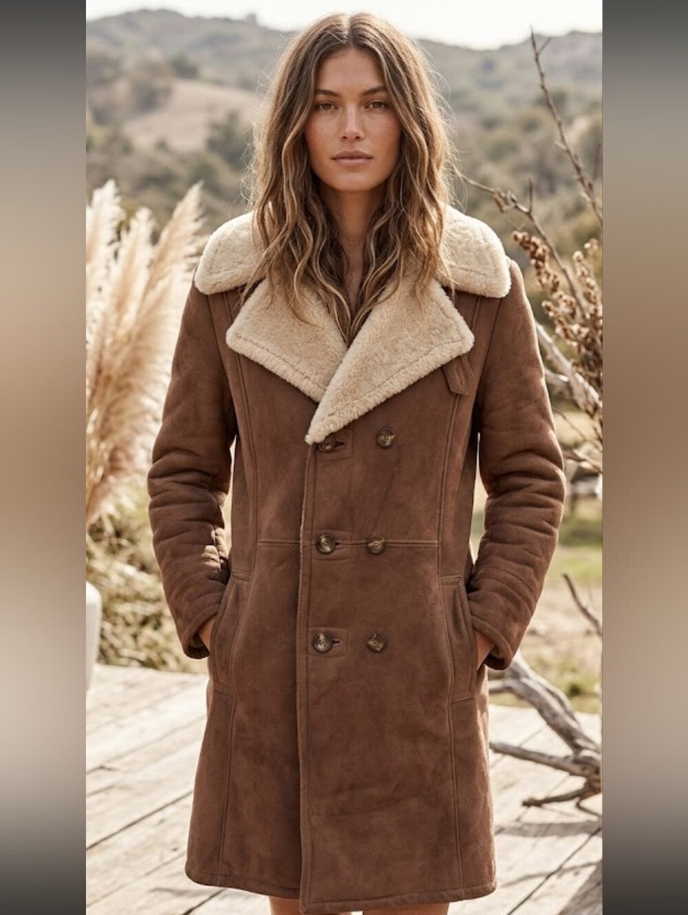 Vintage Jeno De Paris Shearling Leather Coat Size 40 (L)